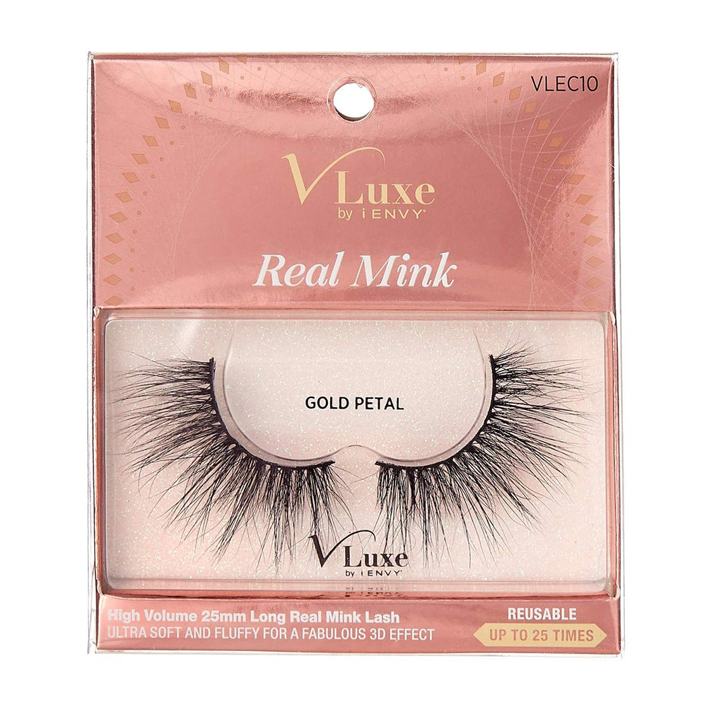 Kiss I Envy V-Luxe Real Mink Gold Petal Eyelashes - VLEC10