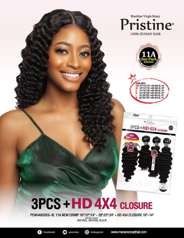 Mane Concept Pristine Human Hair Multipack 4x4 Closure