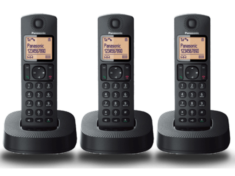 Teléfono - Panasonic KXTGC313SPB, Fijo, Inalámbrico, Trio, LCD, Localizador, Bloqueo de Llamadas, ECO, Negro