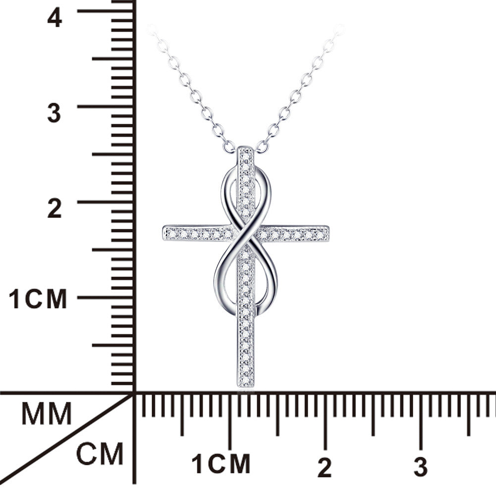 Rhinestone Cross Infinity Pendant Necklace