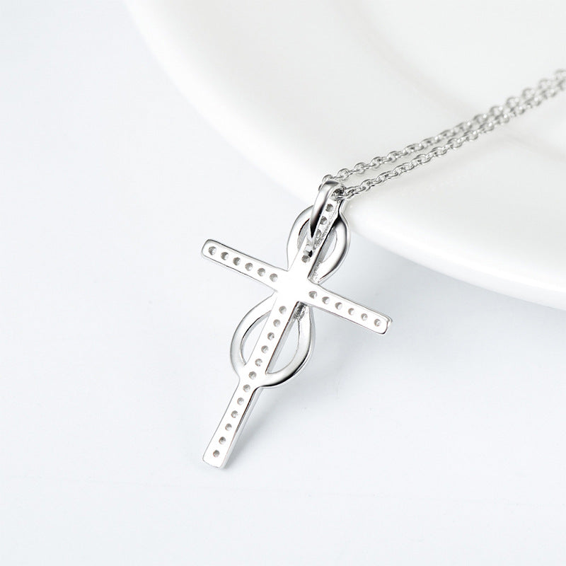 Rhinestone Cross Infinity Pendant Necklace