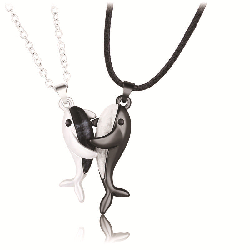 Whale Love Couple Necklace Pair Of Magnetites