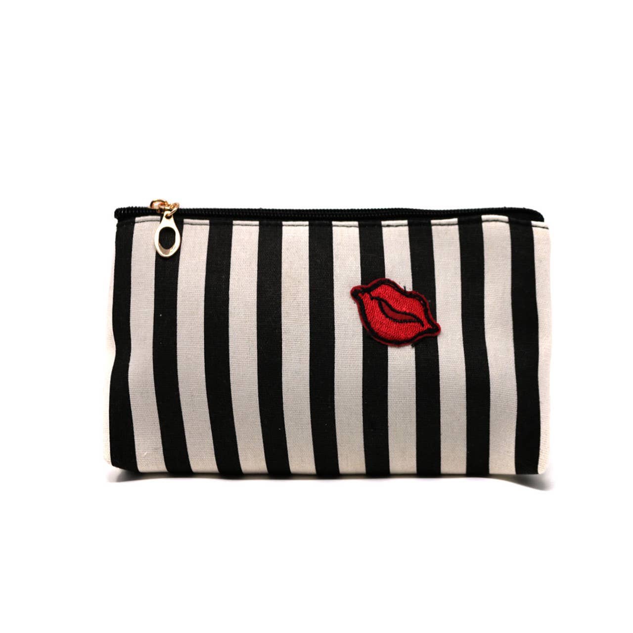 Stripe Lips Cosmetic Bag Set (2 Pcs)