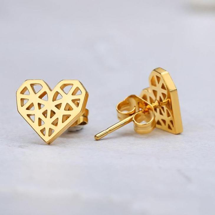 Hollow Heart Stud Earrings