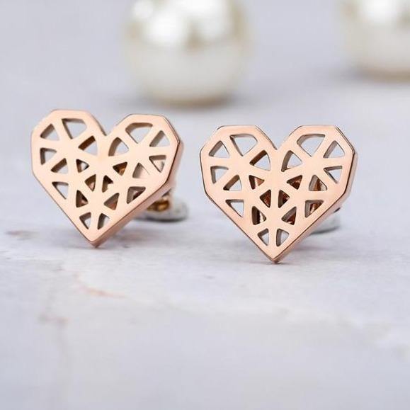 Hollow Heart Stud Earrings