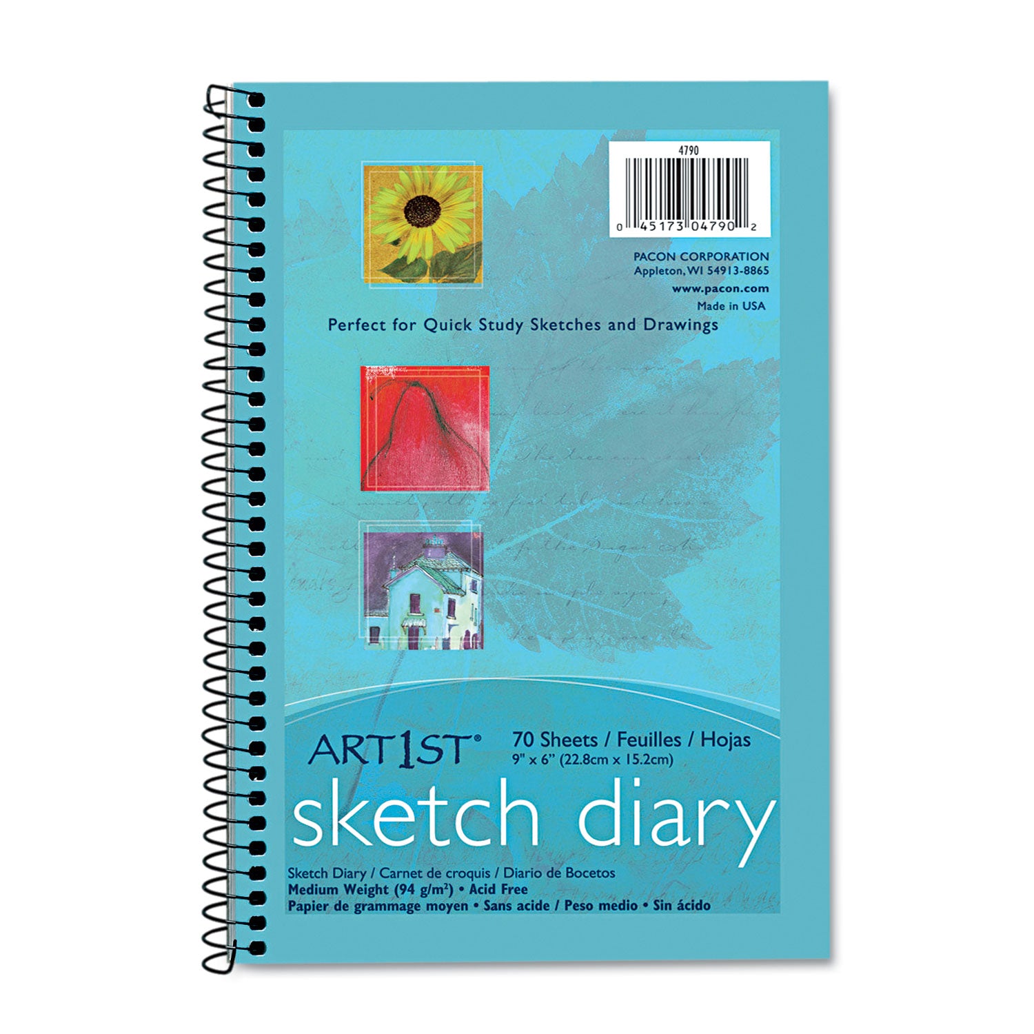 Pacon? Art1st Sketch Diary, 64 lb Text Paper Stock, Blue Cover, (70) 9 x 6 Sheets