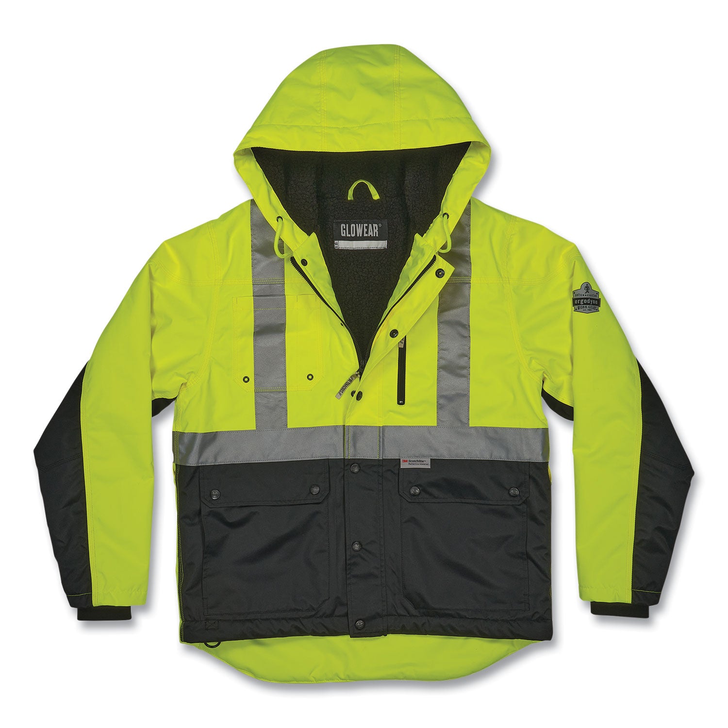 ergodyne? GloWear 8275 Class 2 Heavy-Duty Hi-Vis Workwear Sherpa Lined Jacket, 2X-Large, Lime, Ships in 1-3 Business Days