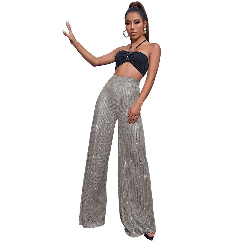 Casual sequined loose drape pants