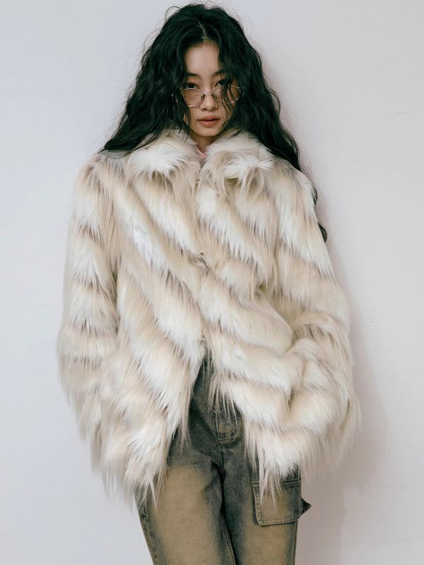 Retro imitation fox fur coat