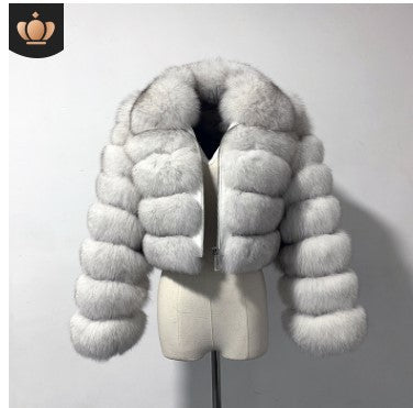 Short lapel imitation fur coat