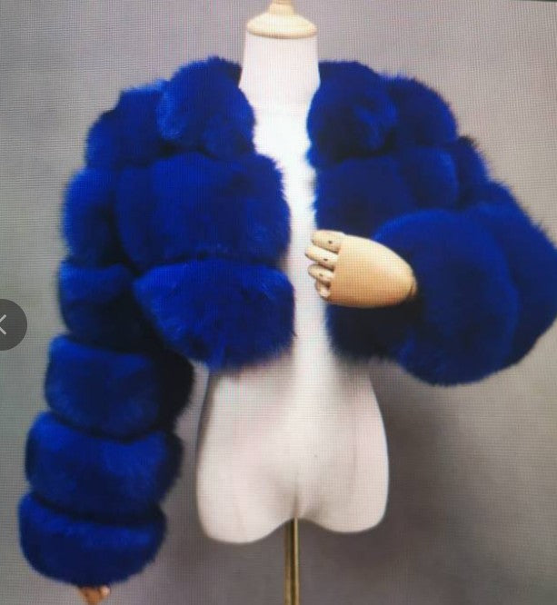 Short lapel imitation fur coat