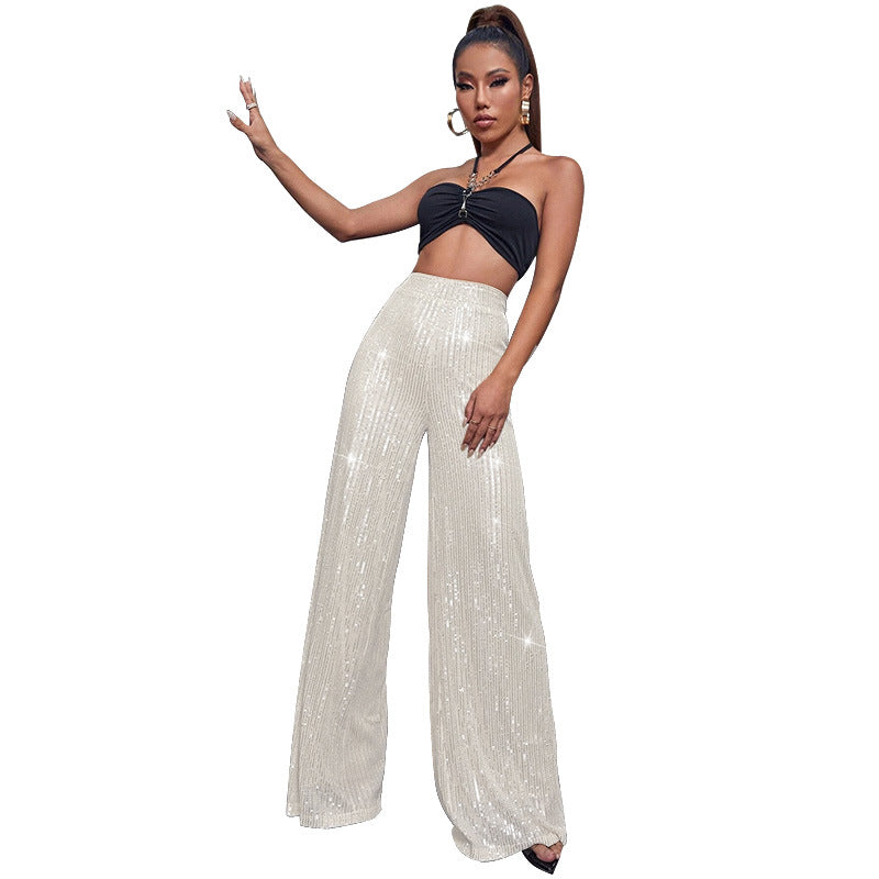 Casual sequined loose drape pants