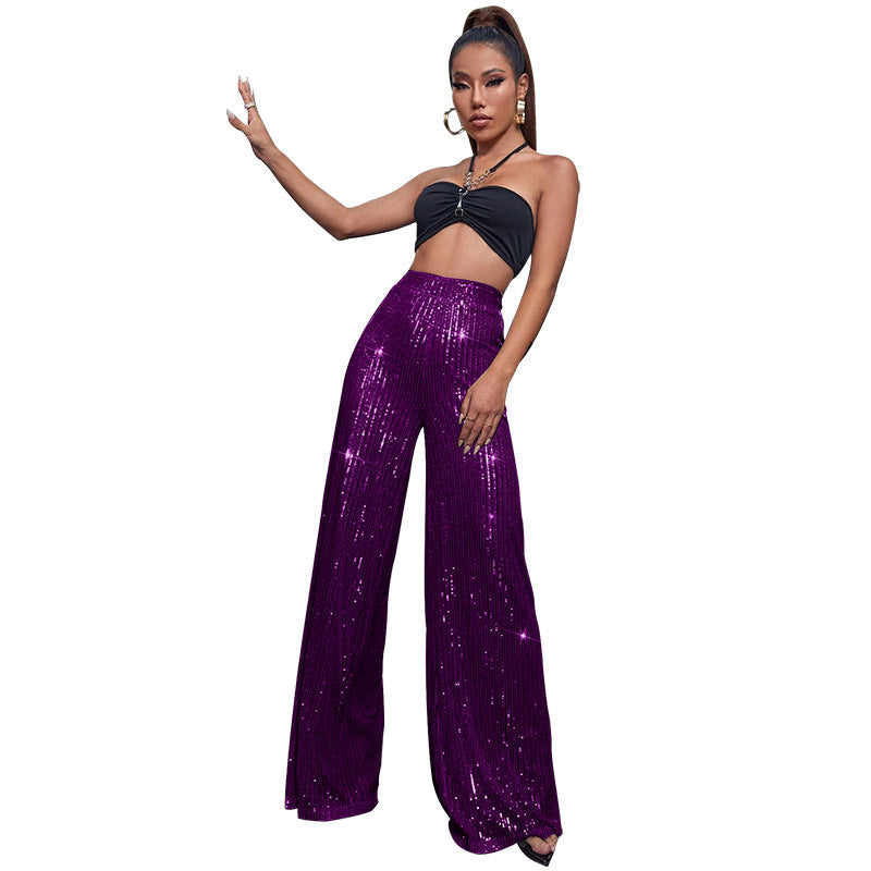 Casual sequined loose drape pants