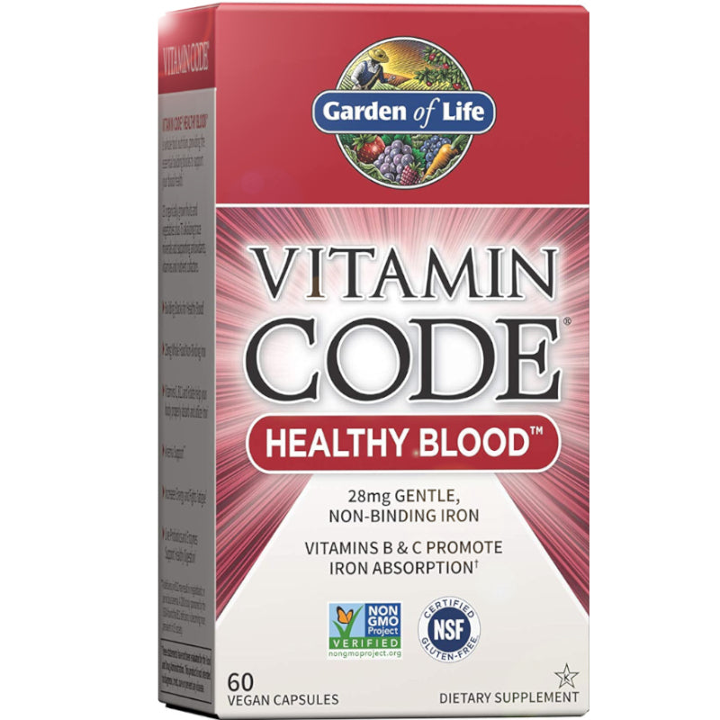 Garden of Life Vitamin Code Healthy Blood Non Binding Iron 60 Vegan Capsules