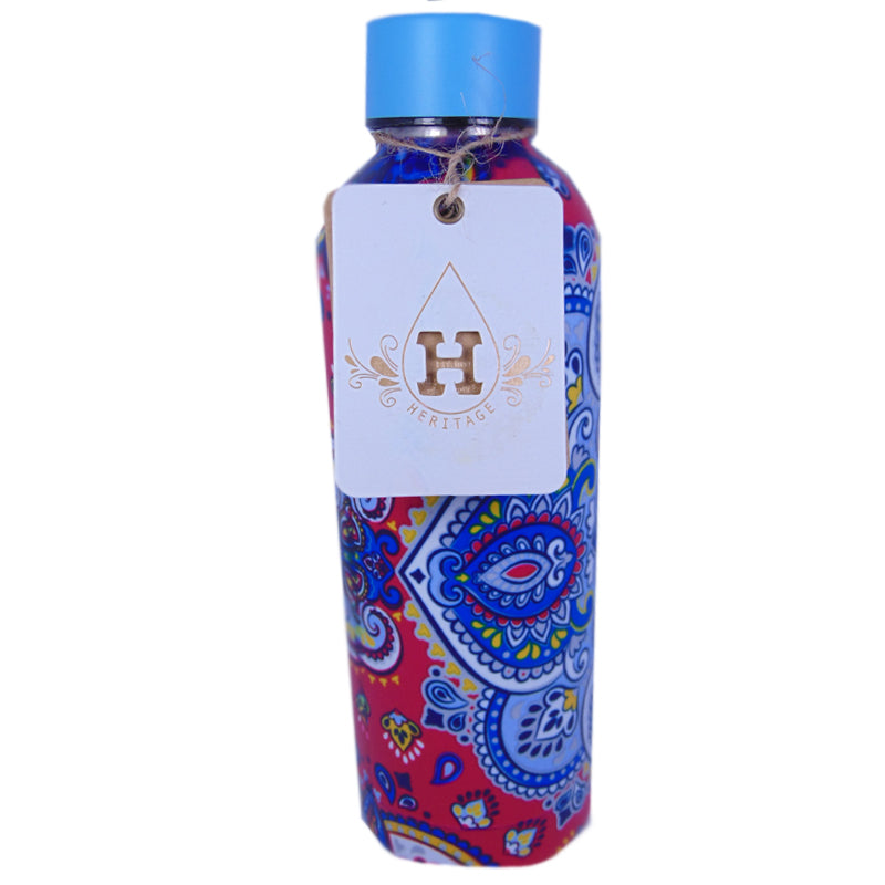 Heritage Red Blue Paisley Pattern Double Wall Stainless Steel Bottle - 17 oz.