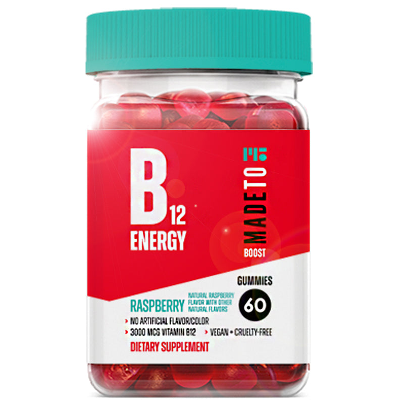 MadeTo Boost B12 Energy Gummies, Raspberry - 60 ct.