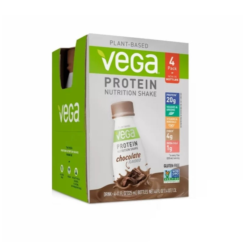 Plant Based Vega Protein Vegan Nutritional Shake Chocolate - 4 pk.