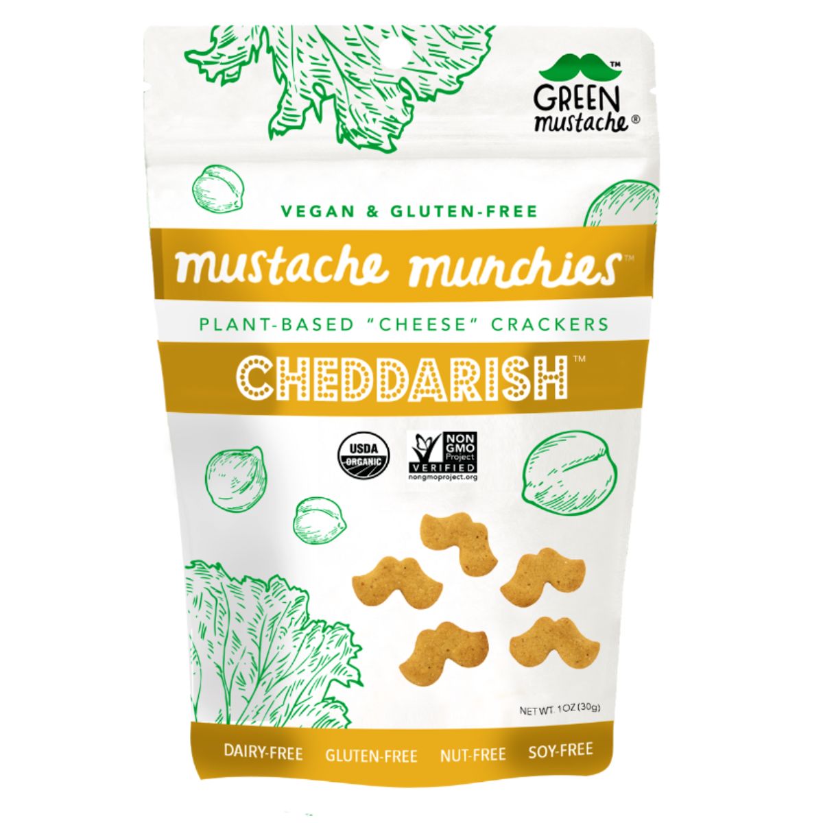 The Green Mustache Munchies Cheddarish - 4 oz.