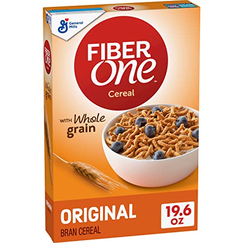 FIBER ONE Cereal, Original Bran, High Fiber Cereal Made with Whole Grain, 19.6 oz