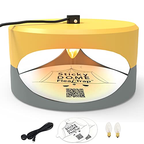 Yellow and LightGray Gray ASPECTEK - Trapest Sticky Dome Flea Bed Bug Trap with 2 Glue Discs. Odorless Cleaner and Flea Killer Trap Pad (Flea Trap)