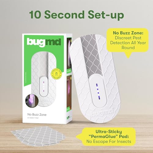 BugMD No Buzz Zone and Refill Trap Bundle - Refillable UV Bug Zapper, Mosquito Zapper, Flying Insect Trap, Bug Catcher, Plug in Fly Trap Indoor, Gnat and Fruit Fly Traps for Indoors Plug in