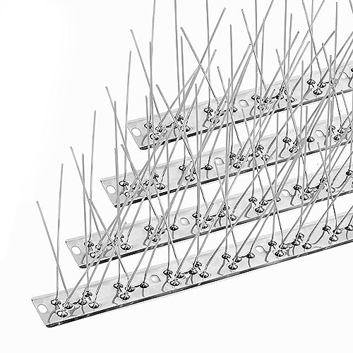 BUGG OFF - Bird & Rodent Spikes, Unique Spike Pattern effecitviely deteres Pesky Pigeons, Squirrels, Raccoons. Installs on Fences, Gates, Roofs, Walls and More! (12 Feet, Stainless Steel)