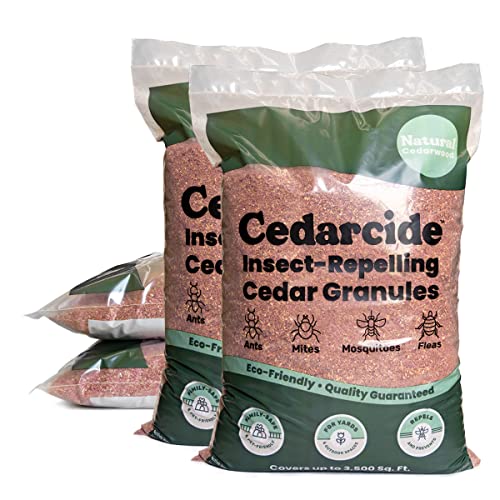 Cedarcide Lawn, Home & Garden Cedar Granules | Repels Fleas, Ticks, Ants & Mosquitoes | Smells Great, Easy to Use | Family & Pet Safe | 4 Bags (32 Lbs)