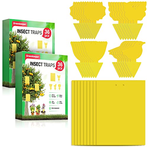 72 Pcs Combo Sticky Traps for Fruit Fly, Whitefly, Fungus Gnat, Mosquito and Bug, Yellow Sticky Insect Catcher Traps for Indoor/Outdoor/Kitchen, Extremely Sticky Fly Trap, Non-Toxic