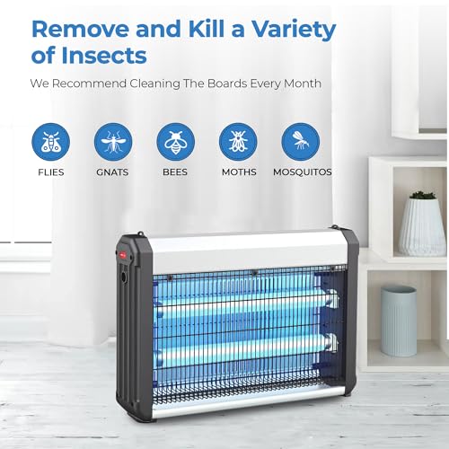 Trapped Bug Zapper Extra Light 2800v for Indoor Outdoor Use, Includes Hanging Chain Mosquito Trap with Removable Collection Tray