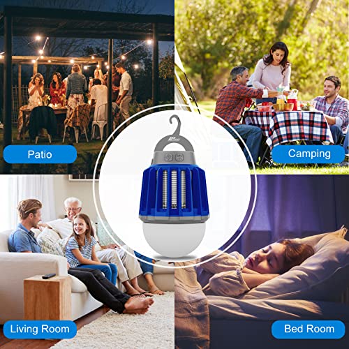 Wisely Bug Zapper Outdoor/Indoor Electric, USB-C Rechargeable Mosquito Killer Lantern Lamp, Portable Insect Electronic Zapper Indoor Trap, with LED Light Blue 1PK