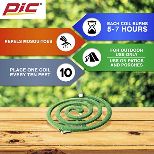 PIC Mosquito Repelling Coils, 4 Count Box, 24 Pack - Mosquito Repellent for Outdoor Spaces (96 Coils Total)