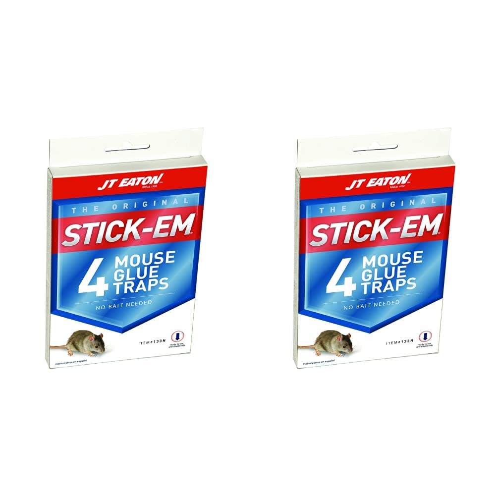 JT Eaton 133N Stick Em Glue Mouse Trap, Set of 4 (Pack of 2)