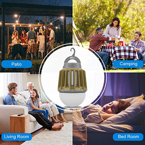 Wisely Bug Zapper Outdoor/Indoor Electric, USB-C Rechargeable Mosquito Killer Lantern Lamp, Portable Insect Electronic Zapper Indoor Trap, with LED Light 1PK Olive