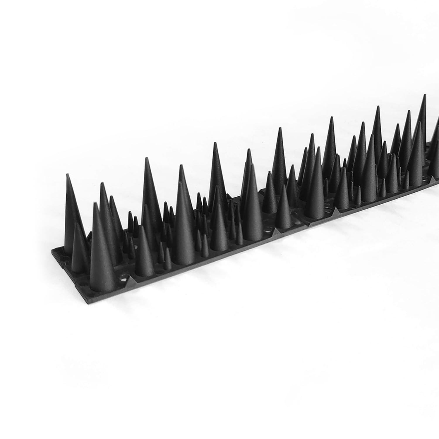 BUGG OFF - Bird & Rodent Spikes, Unique Spike Pattern effecitviely deteres Pesky Pigeons, Squirrels, Raccoons. Installs on Fences, Gates, Roofs, Walls and More! (15 Feet, Black Plastic)