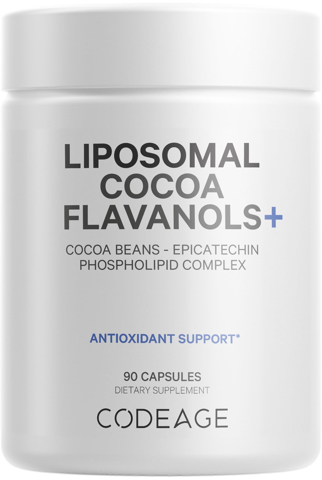 Codeage Liposomal Cocoa Flavanols Supplement - Cocoa Flavanols - Epicatechin Flavonoid - CocoHeart High Flavanol Formula - Cocoa Beans Antioxidant & Heart Health Support - Vegan, Non-GMO - 90 Capsules