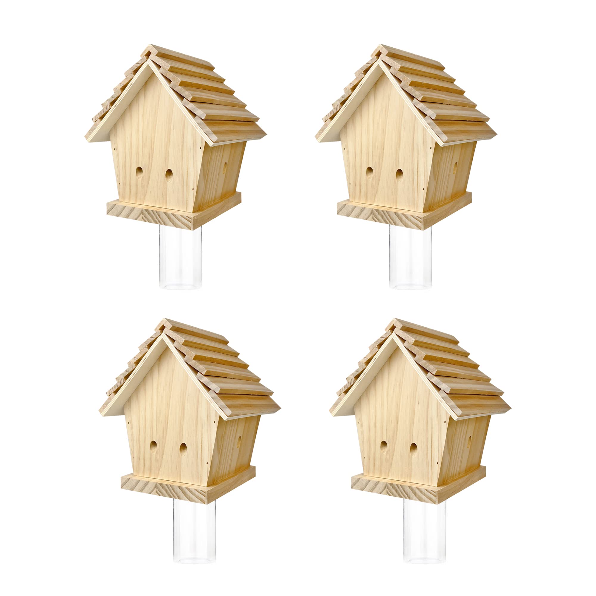 GAW Nature Wood Chalet Style Carpenter Bee Traps for Outdoors, 4 Pack Best Wooden Bee Trap for Outside