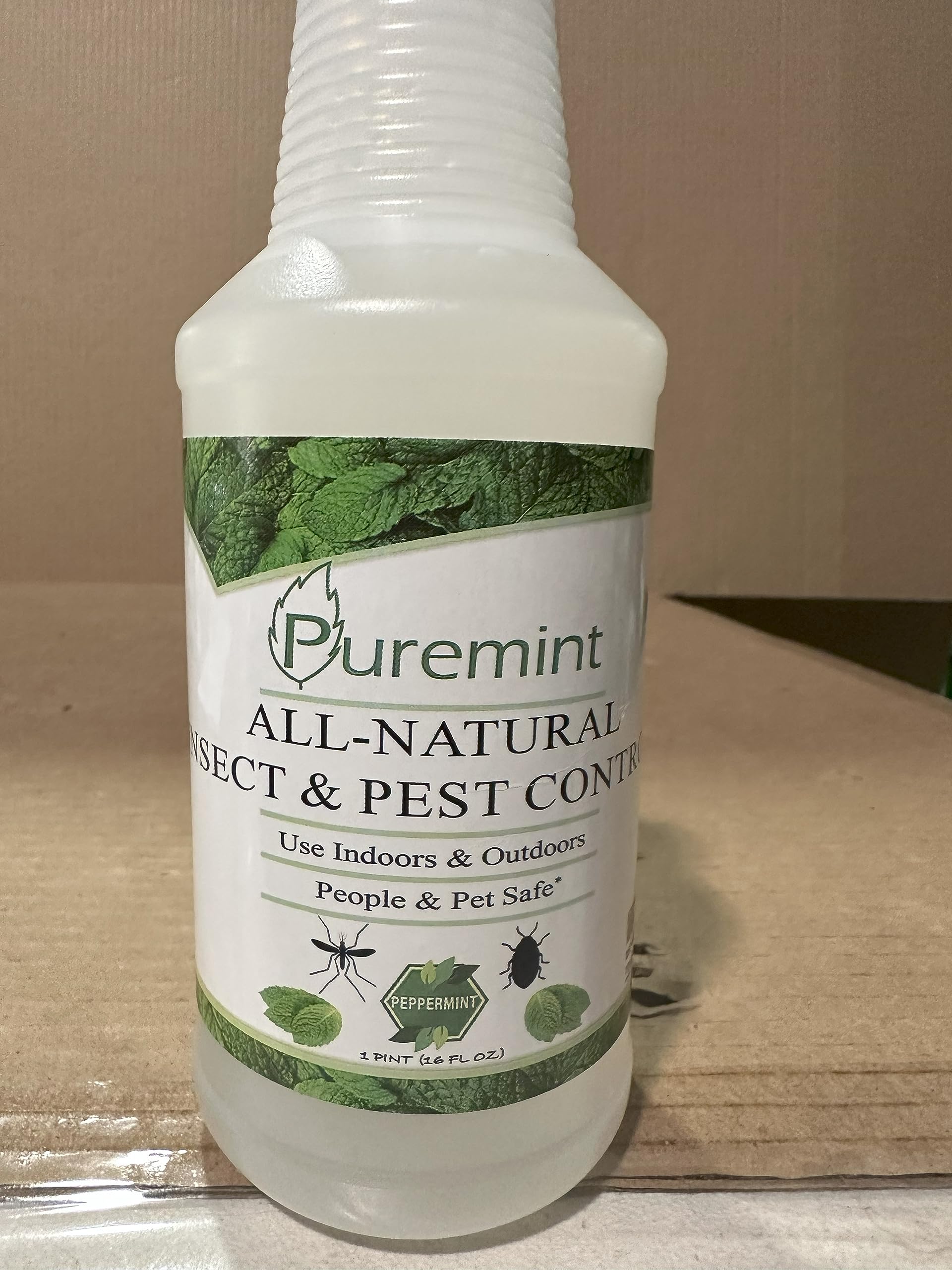 Puremint Insect & Pest Control, Powerful & Natural 5% Peppermint Oil Spray for Ants, Spiders, Bed Bugs, Dust Mites, Roaches and More - Indoor and Outdoor Use, 16 fl oz Pint