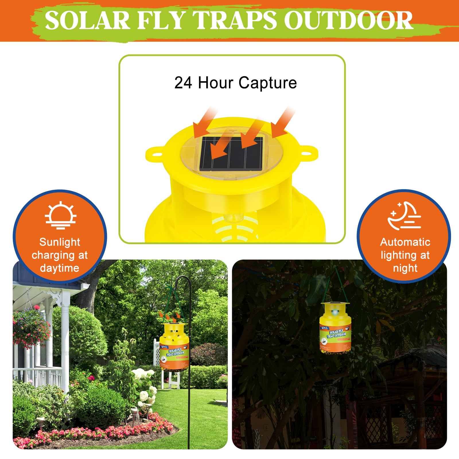 Fly Traps Outdoor Hanging Insect Fly Catcher with Fly Attractant, Reusable Stable Horse Ranch Fly Trap, Fly Killer Outside for Orchard Pasture Patio & Camping