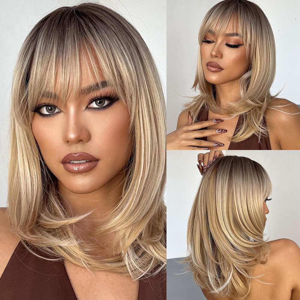 Women Brown Ombre Bob Wigs