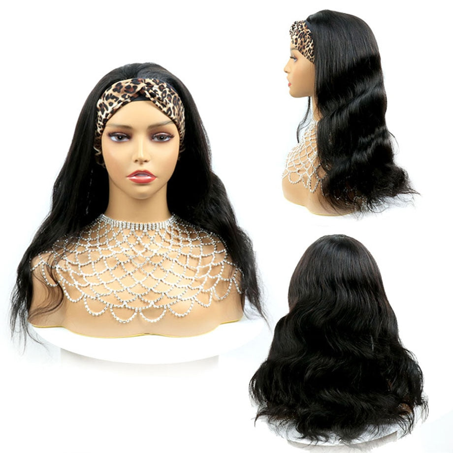 Human Hair Body Wave Headband Wigs