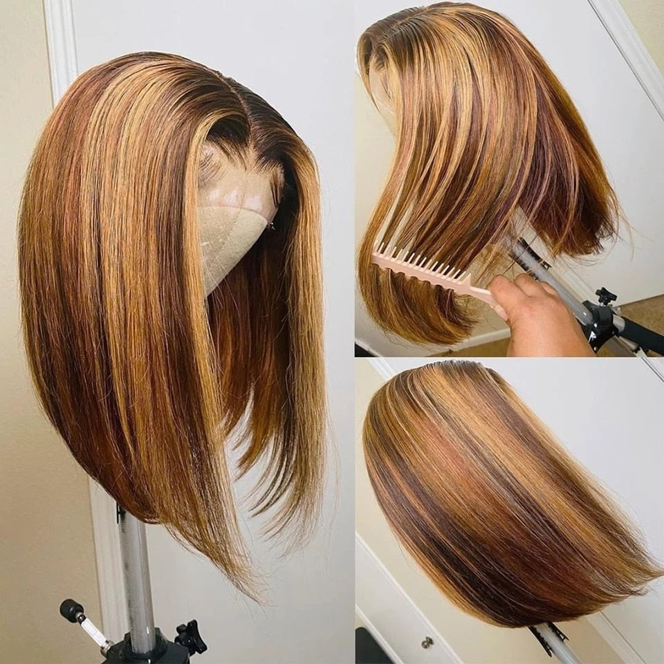 Ombre Lace Closure Short Bob Hair Wig