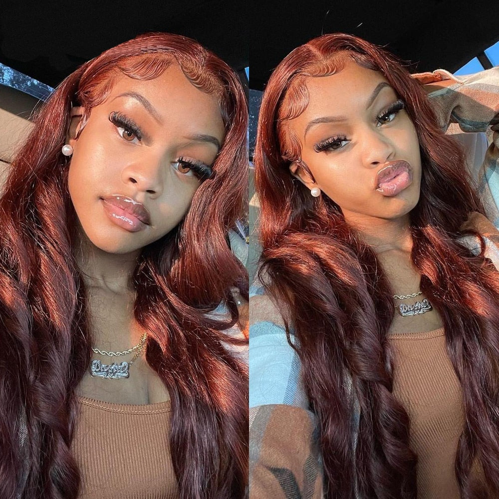 Reddish Brown Body Wave Lace Front Wigs