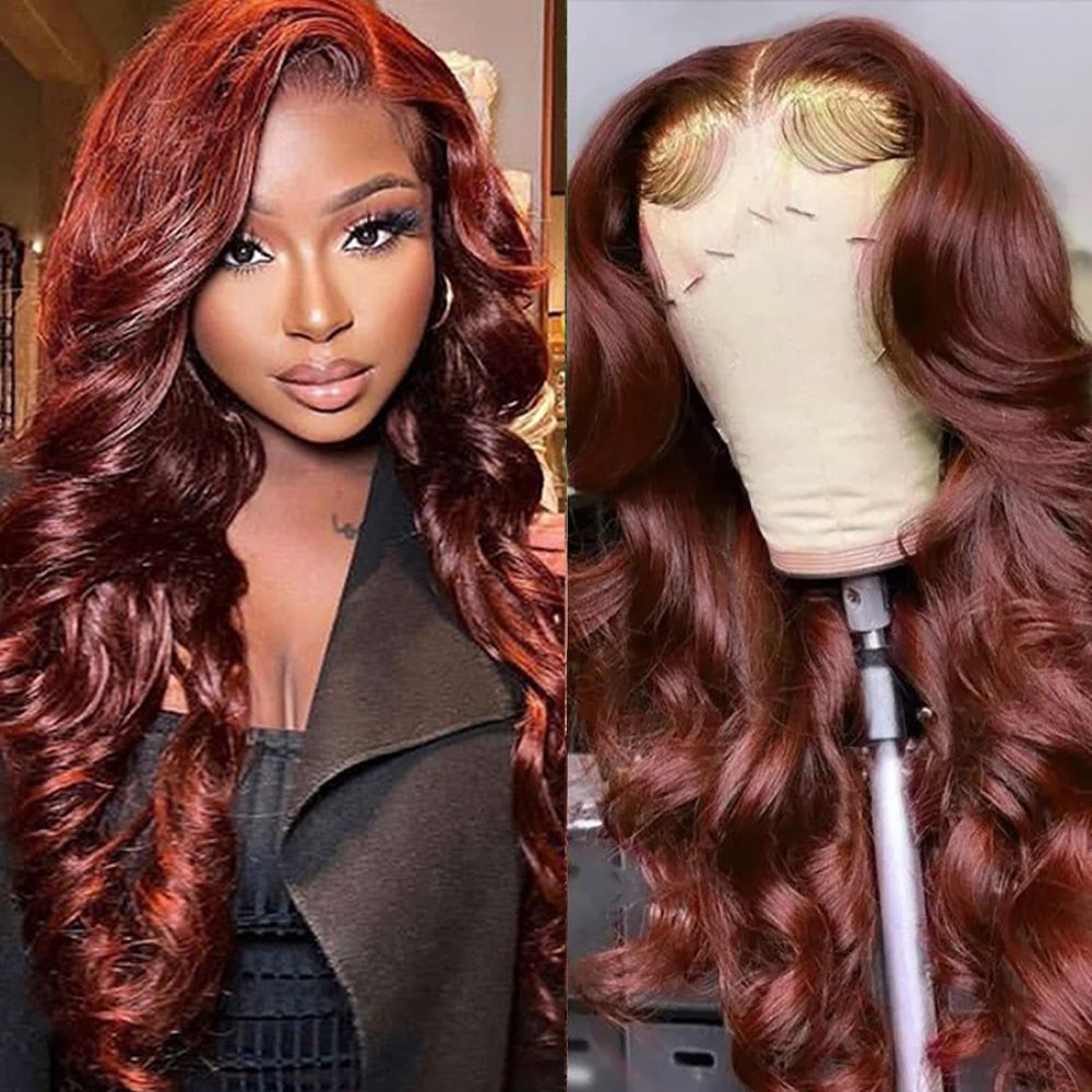 Reddish Brown Body Wave Lace Front Wigs