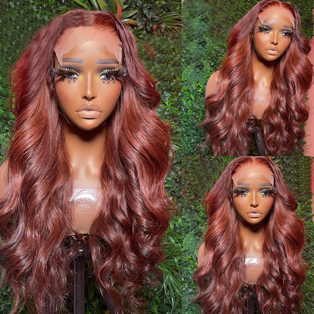 Reddish Brown Body Wave Lace Front Wigs