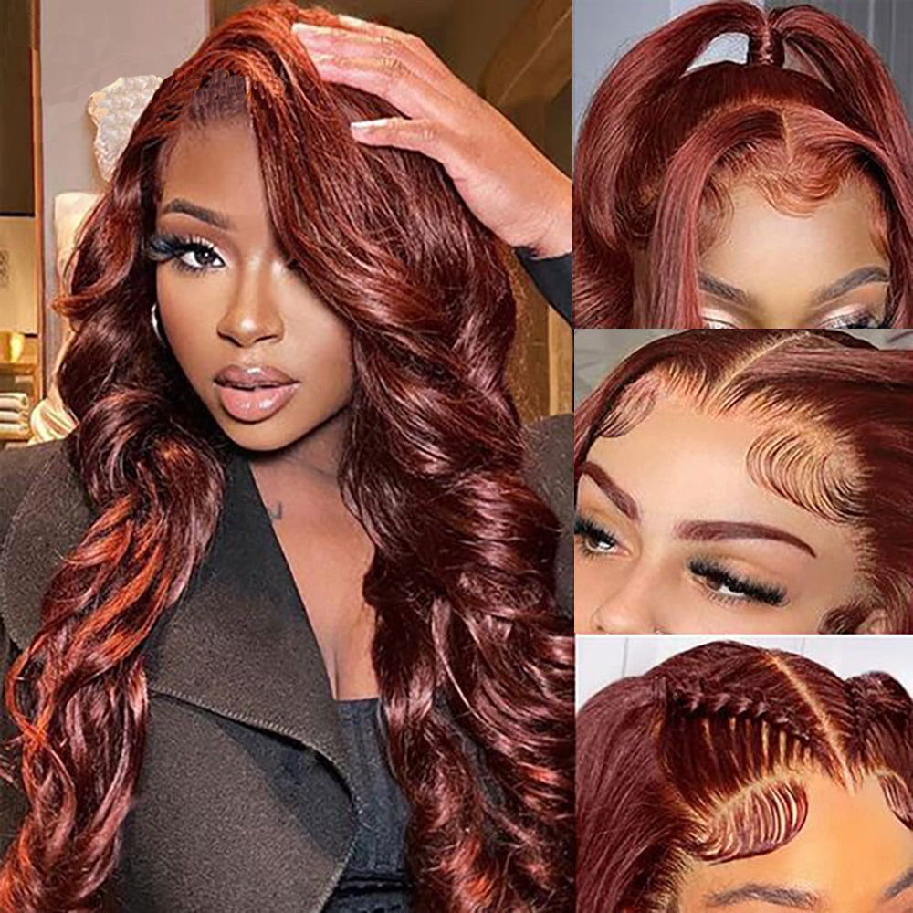 Reddish Brown Body Wave Lace Front Wigs