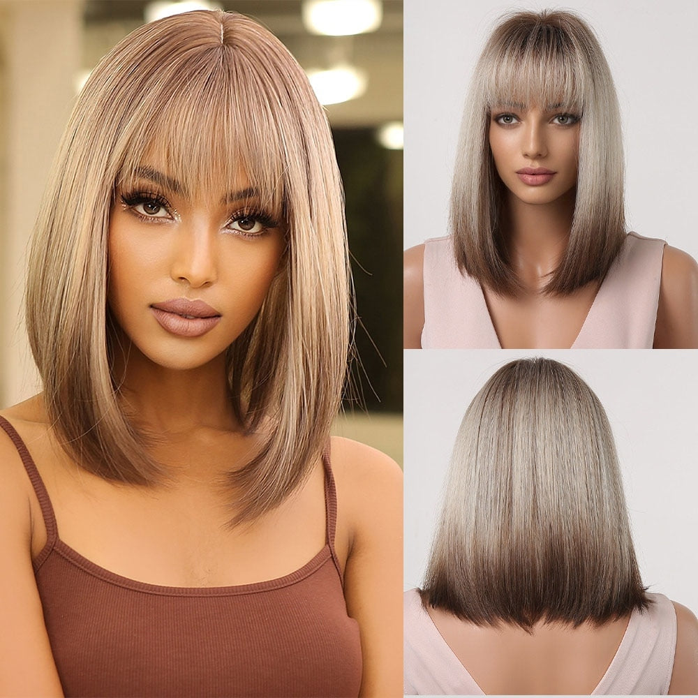 Women Brown Ombre Bob Wigs