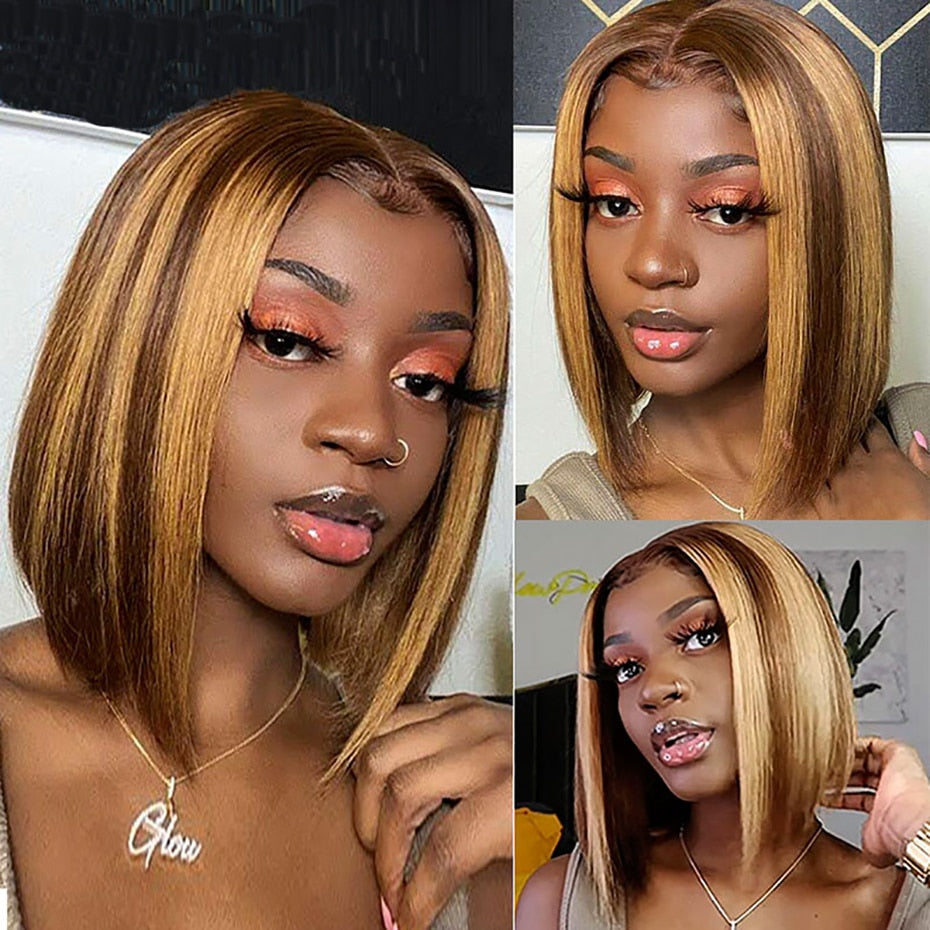 Ombre Lace Closure Short Bob Hair Wig