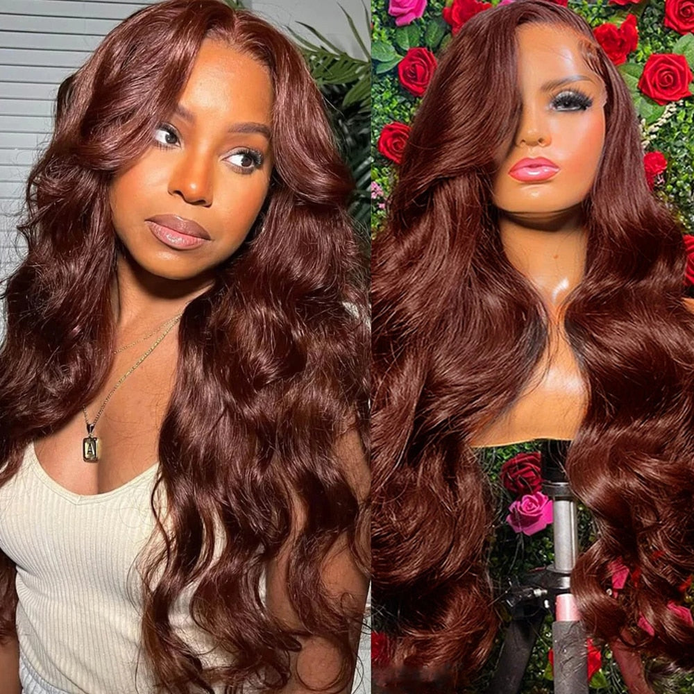 Reddish Brown Body Wave Lace Front Wigs