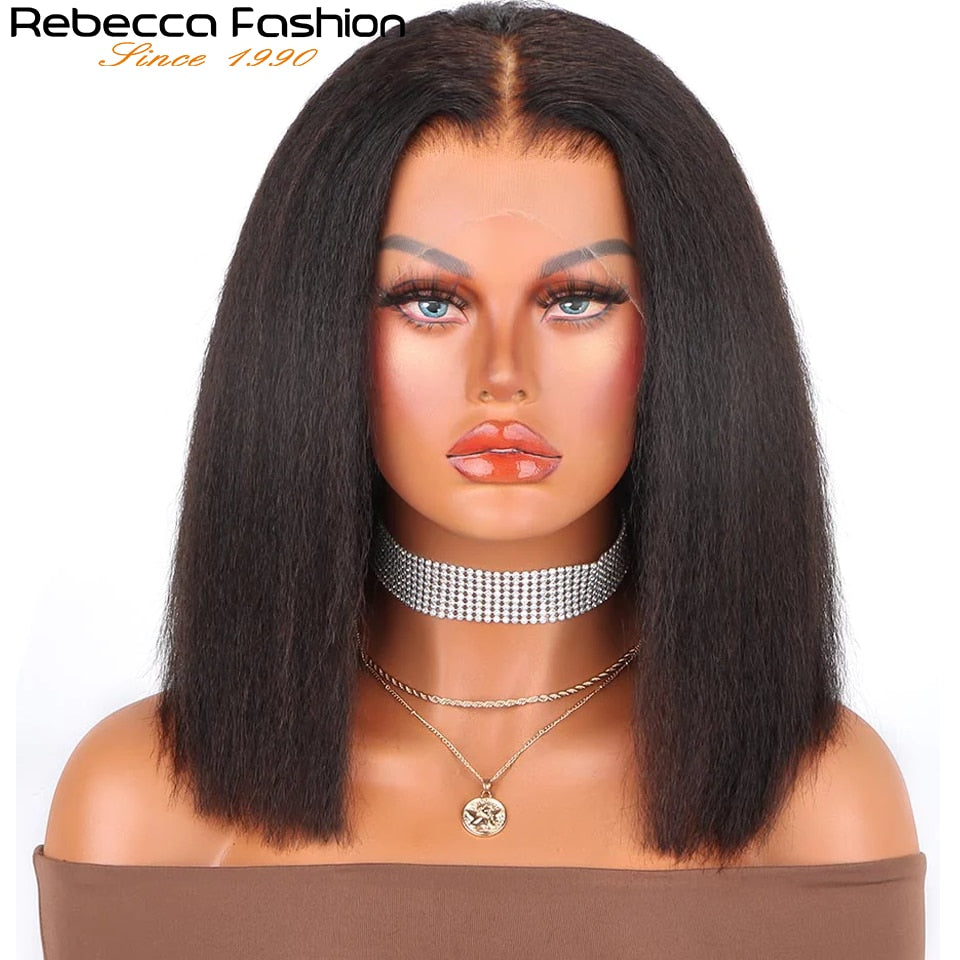 Short Bob Kinky Straight Lace Front Wig