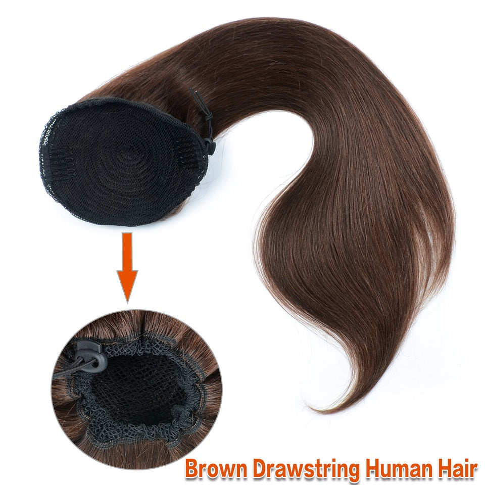 Dark Brown Ponytail Remy Clip In Extensions